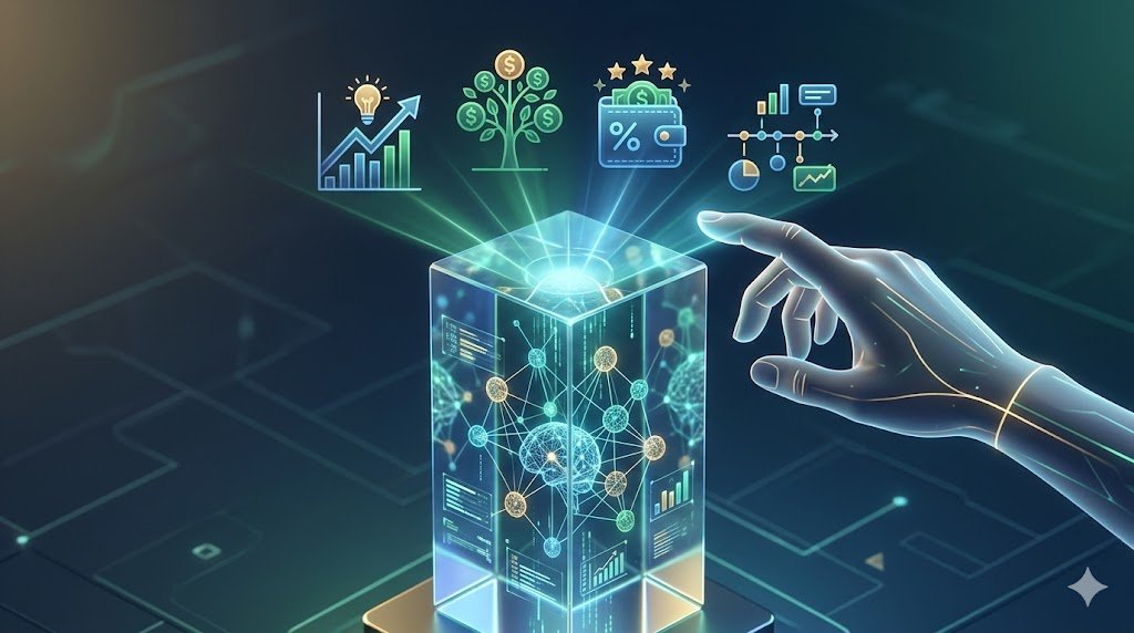 WealthyWorld.ai 'The AI Financial Pulse' news and articles page feature image, showing a futuristic neural data stream and holographic financial icons.